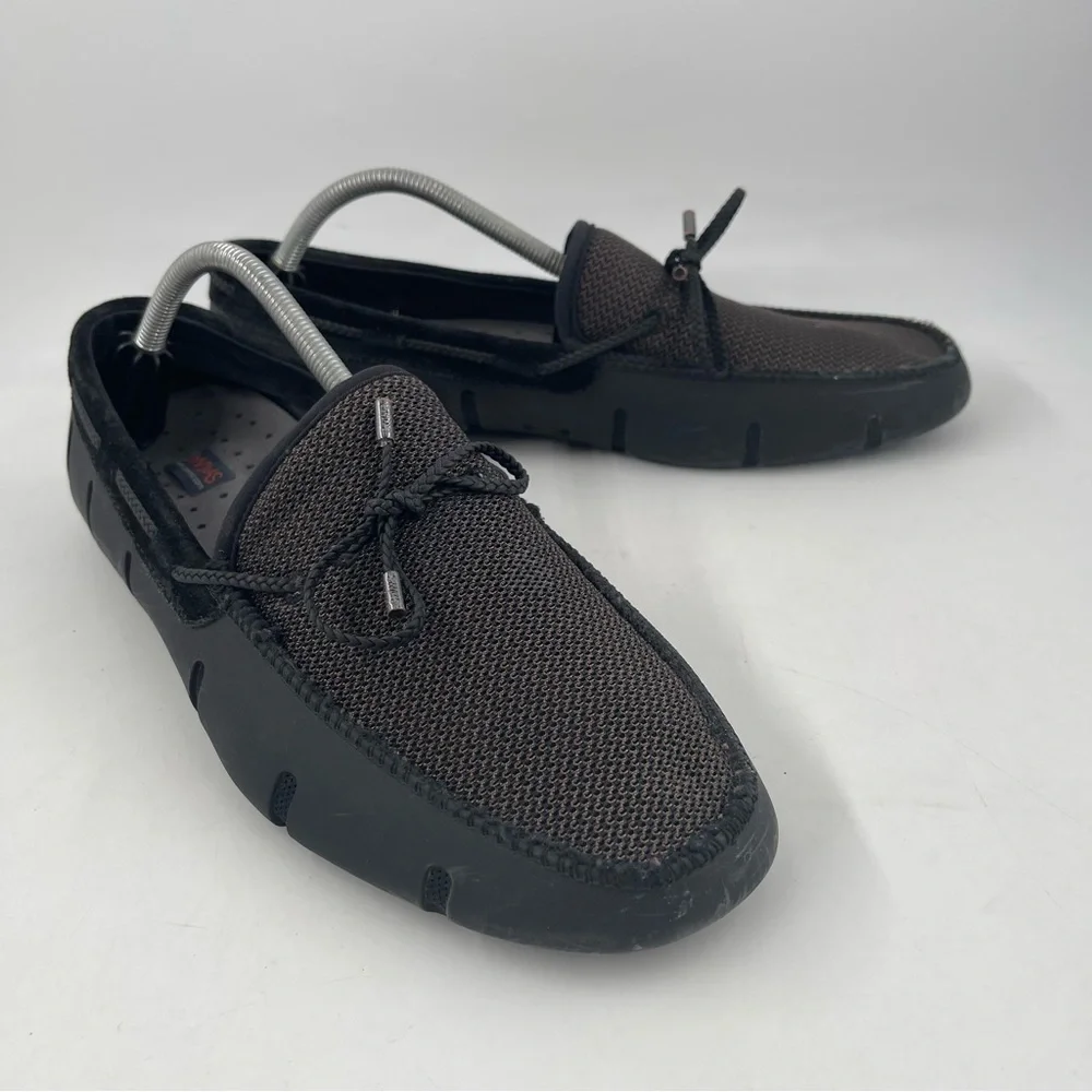 Swims Men’s Charcoal Braided Lace- Size 12 -Waterproof Leather Mesh Top Loafers